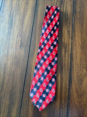 NC State Diagonal Red and Black Patterned Men's Tie rep your school 100% silk